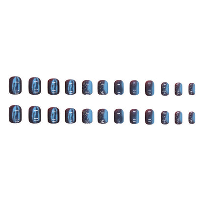 Nail Art Aurora Flash Court Nail Art Galaxie Automne Bleu Paillettes