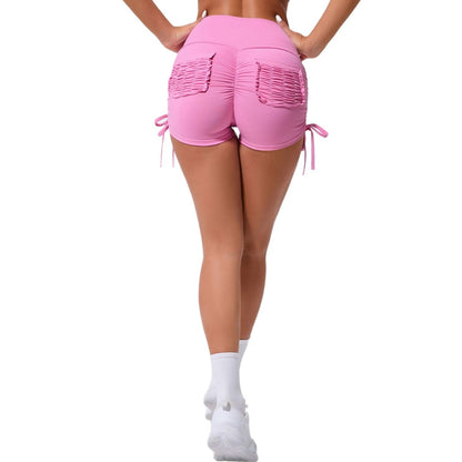 Pantalones cortos casuales de color sólido con cordón para mujer