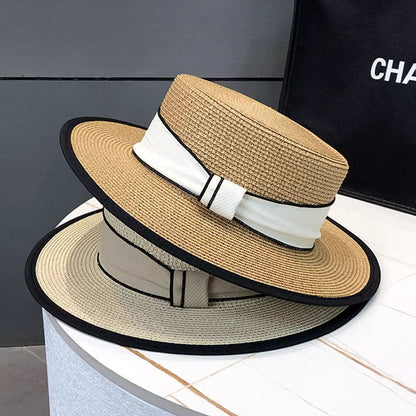 Elegante sombrero de paja plano para el sol