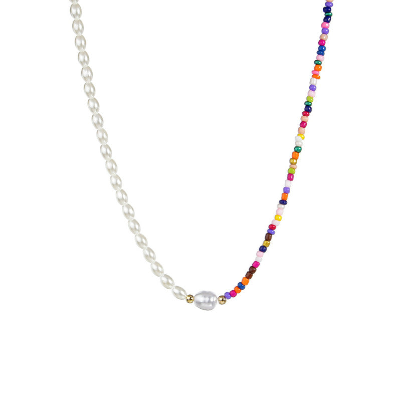 Collar de perlas multicolor bohemio