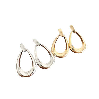 Women Fashion Geometric Oval Hollow Water Drop Earrings