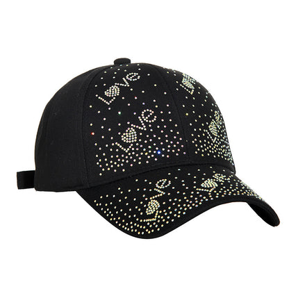 Gorra de béisbol con visera de sol y diamantes de imitación para mujer