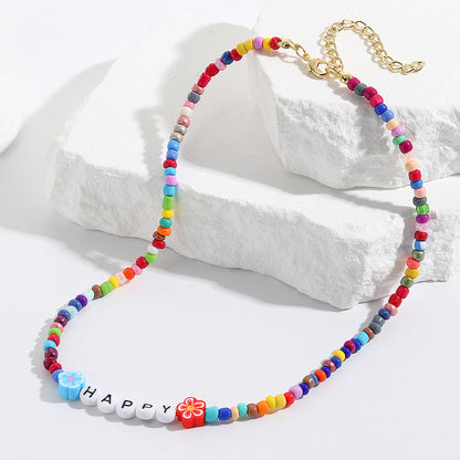 Collar bohemio sencillo de cuentas coloridas