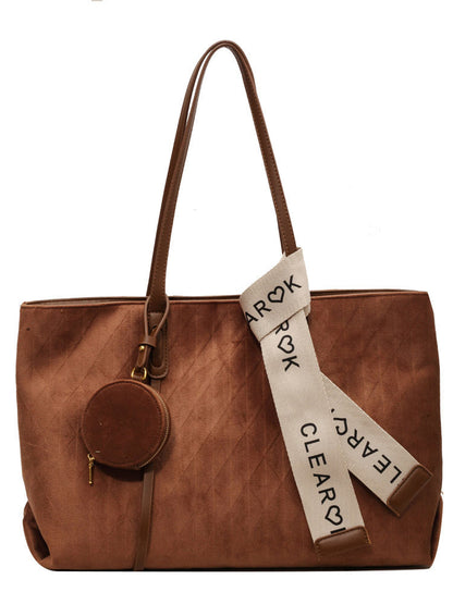 Bolso de mano de franela de gran capacidad, estilo retro e informal para mujer