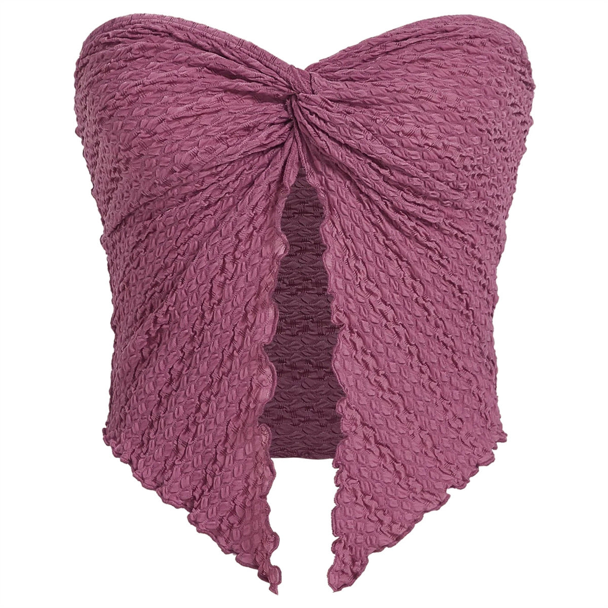 Women Fashion Sexy Solid Color Pleated Split Crop Top