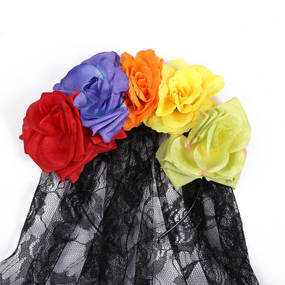 Accessoires pour cheveux en forme de rose artificielle pour Halloween