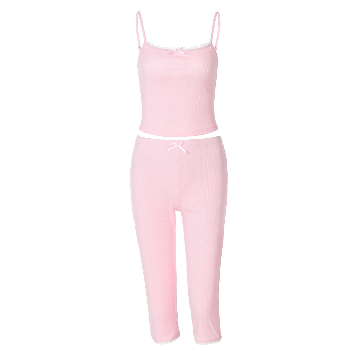 Women Summer Fashion Lace Camis Slim Fit Shorts Set