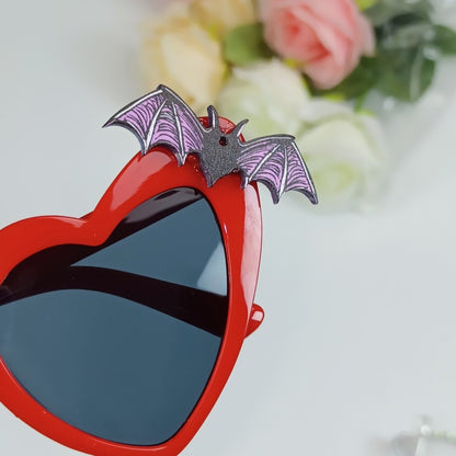Lunettes de soleil en forme de cœur et de chauve-souris pour fête d'Halloween