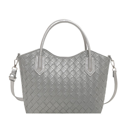 Sac à main décontracté à motif quadrillé de couleur unie pour femme, grande capacité