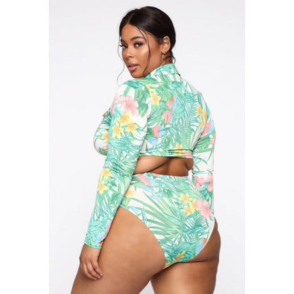Bikini de manga larga con solapa y estampado sexy a la moda para mujer