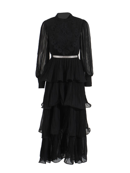 Vestido largo retro elegante de encaje bordado