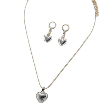 Conjunto de collar y pendientes con forma de corazón de melocotón para mujer