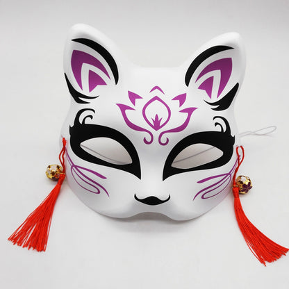 Máscara de gato de media cara de zorro de anime linda para mujer