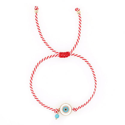 Women Fashion White Eyes Turquoise Rope Bracelet Stylish Jewelry