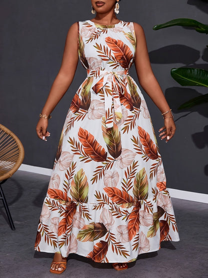 Women Casual Plus Size Floral Printed Loose Dress