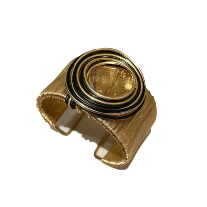 Women Fashion Exaggerated Arm Ring Winding Wire Opening Bracelet