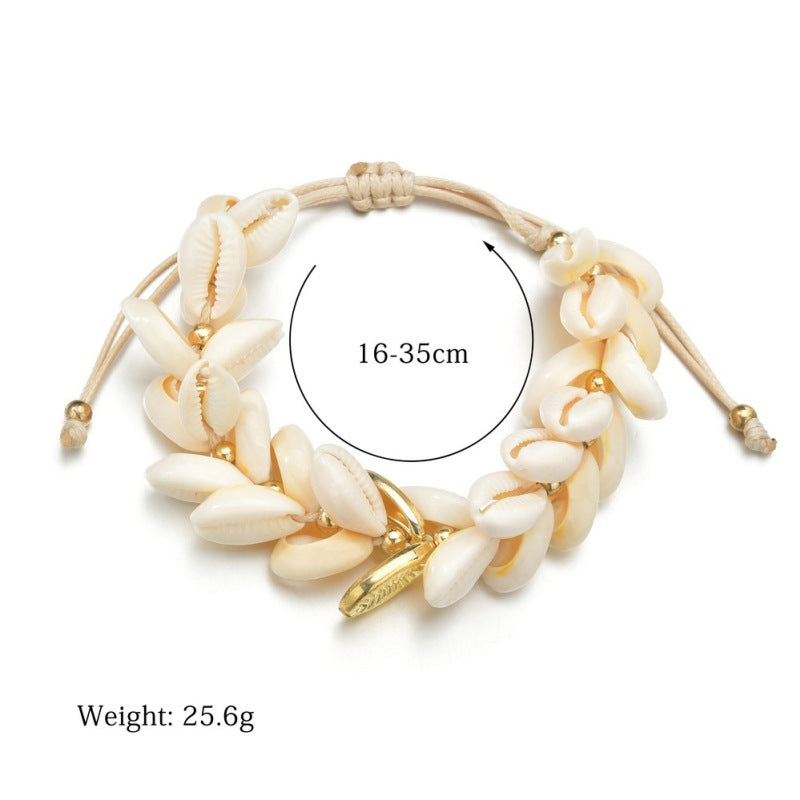 Women's Bohemian Shells Design Drawstring Bracelet