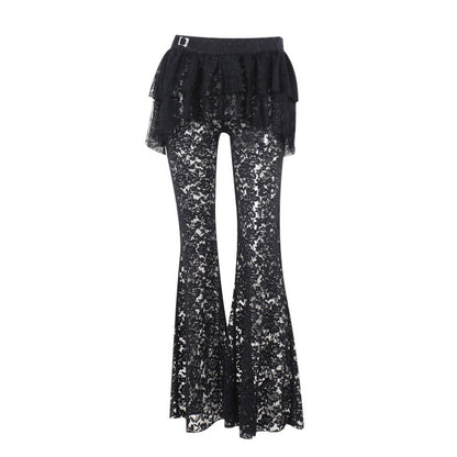 Falda pantalón de encaje gótico irregular sexy a la moda para mujer