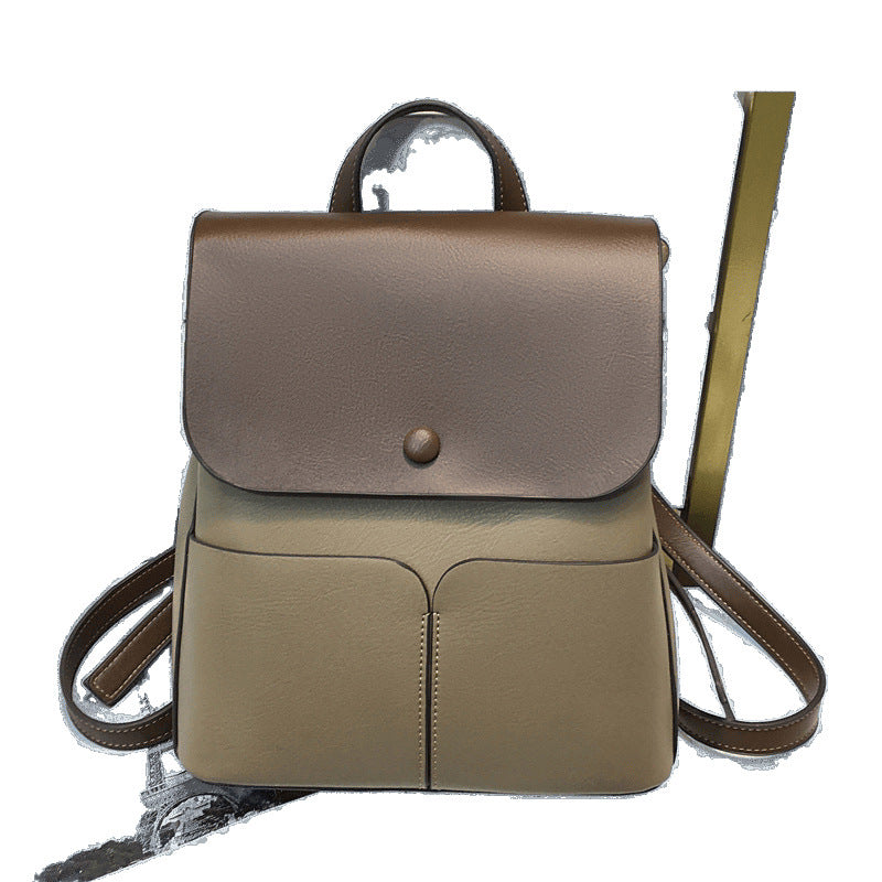 Mochila informal de lona con bloques de colores para mujer con gran capacidad