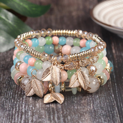 Conjunto de pulseras multicapa con cuentas bohemias