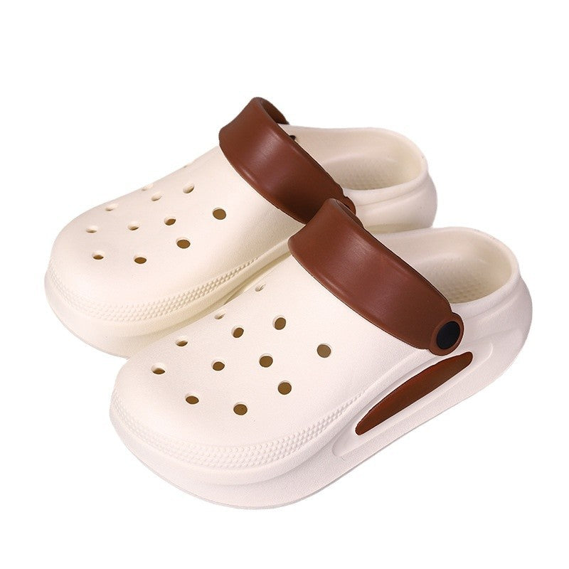 Zapatos casuales para mujer con suela gruesa, antideslizantes y con agujeros en colores contrastantes