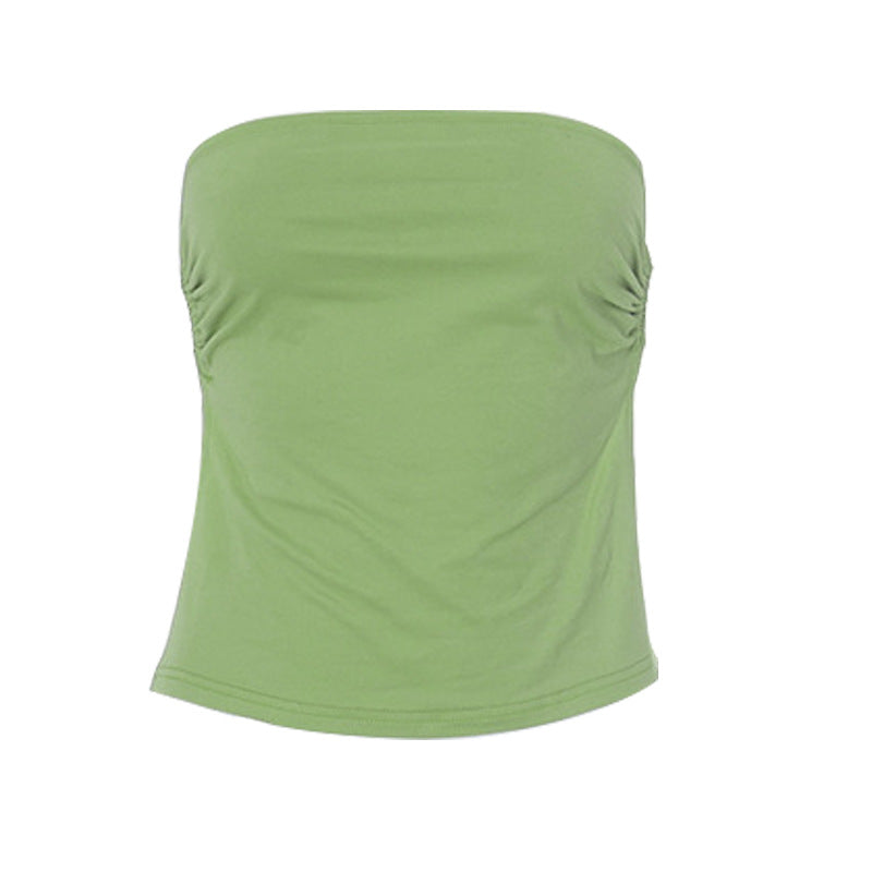 Women Fashion Sexy Solid Color Backless Lace-Up Tube Top