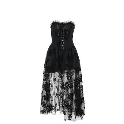 Robe élégante gothique micro-transparente pour femme
