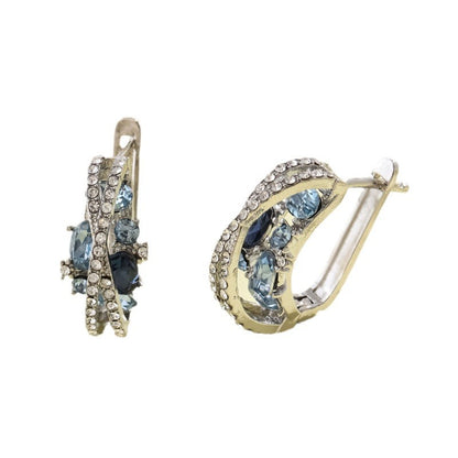 Boucles d'oreilles creuses en zircon en forme de X double pour femmes