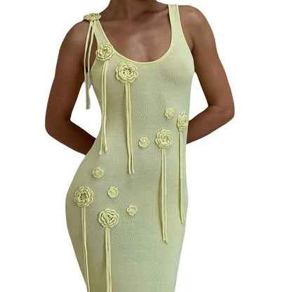 Vestido playero de punto liso sexy a la moda para mujer