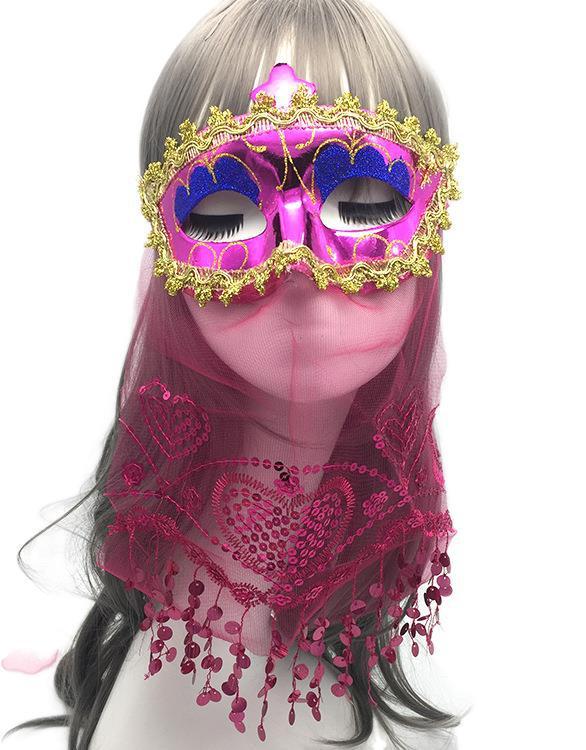 Women Fashion Veil Sequins Full Face Halloween Mask