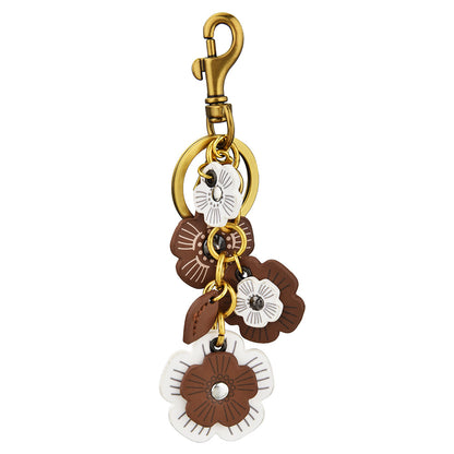 Llavero con colgante de cadena de flores retro para mujer - Material de PU de moda