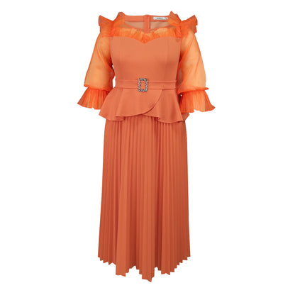 African Women Puff Sleeve Pleated Club Dress