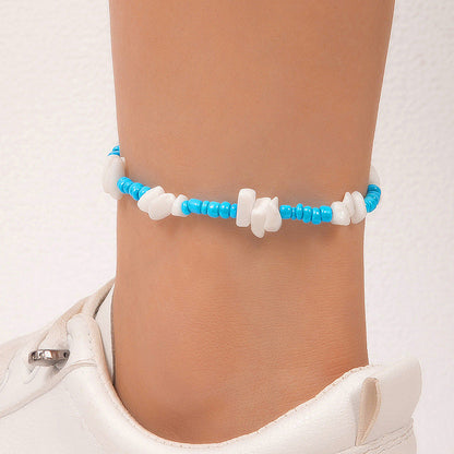 Conjunto de tobilleras tejidas con conchas marinas de estilo bohemio