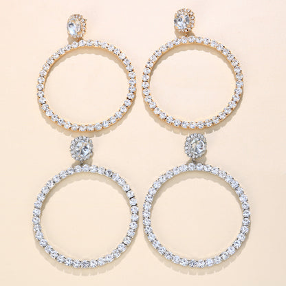 Fashion Exaggerated Round Rhinestone Earrings Alloy Jewelry
