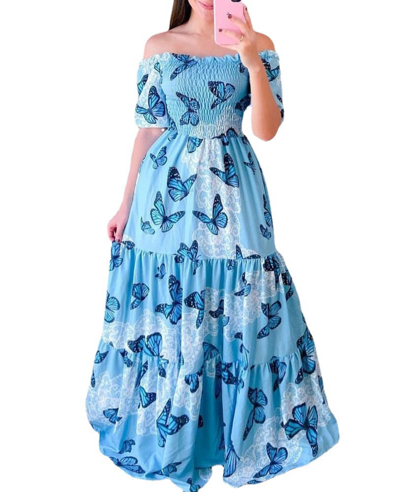 Vestido largo floral arcoíris para mujer para vacaciones de verano