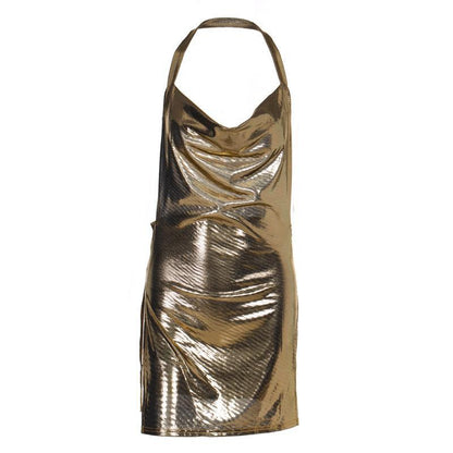 Women Sexy Backless Solid Color Split Dress
