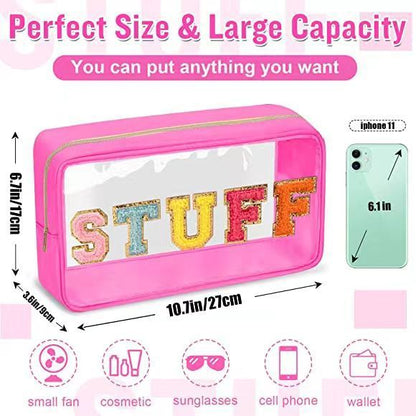 Bolsa de cosméticos transparente portátil e informal para mujer