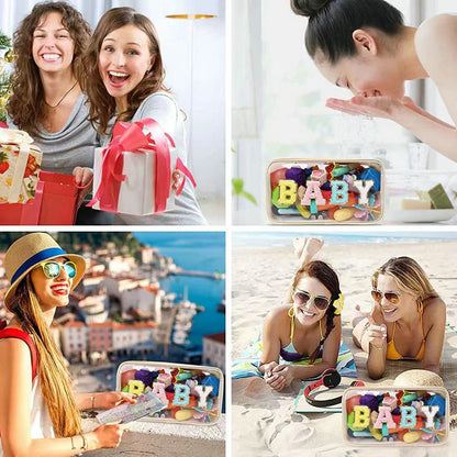 Bolsa de cosméticos de PVC transparente impermeable de moda para mujer