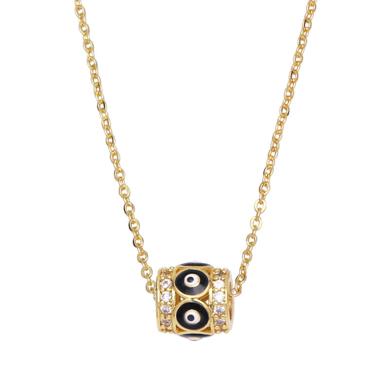 Collar con colgante de ojo de diablo de diamante geométrico simple para mujer