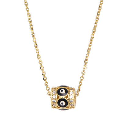 Collar con colgante de ojo de diablo de diamante geométrico simple para mujer