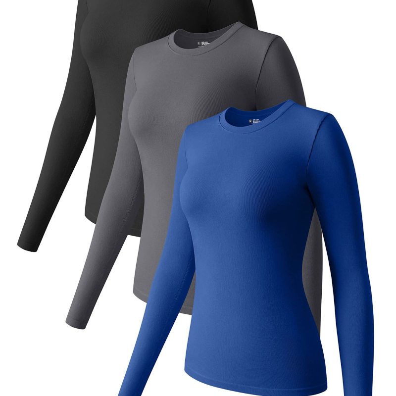 Women Fashion Solid Color Long Sleeve Blank T-Shirt