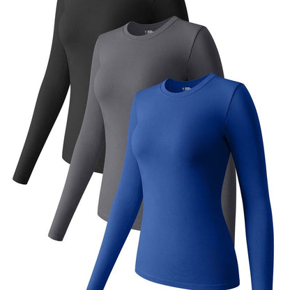 Women Fashion Solid Color Long Sleeve Blank T-Shirt