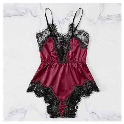 Women Pajamas Imitation Silk Homewear Lace Sleepwear
