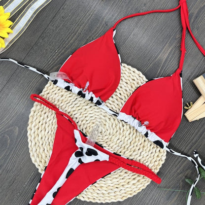 Conjunto de bikini con estampado de corazón sexy a la moda para mujer