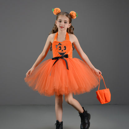 Kids Toddler Big Girls Halloween Mesh Sleeveless Dress