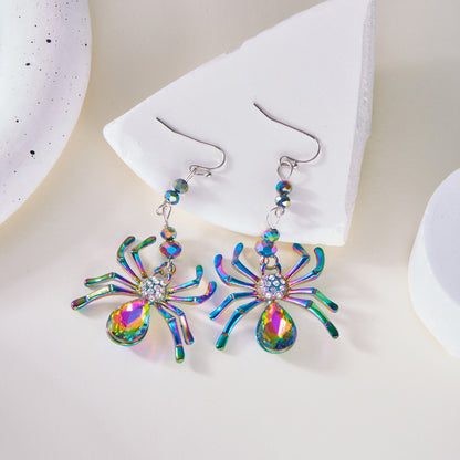 Pendientes de araña multicolor con personalidad de Halloween