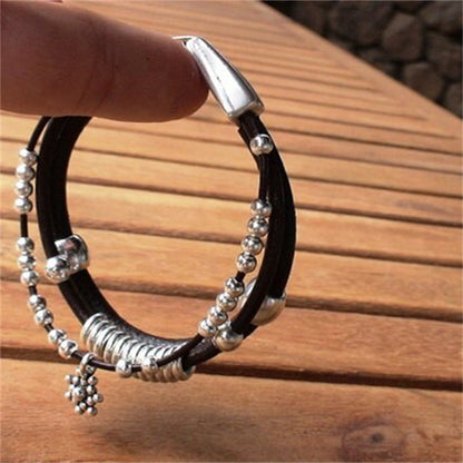 Pulsera con colgante de aleación floral bohemio para mujer