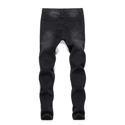 Vaqueros estampados rotos de moda casual para hombre