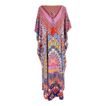 Vestido playero estampado informal de moda para mujer para vacaciones
