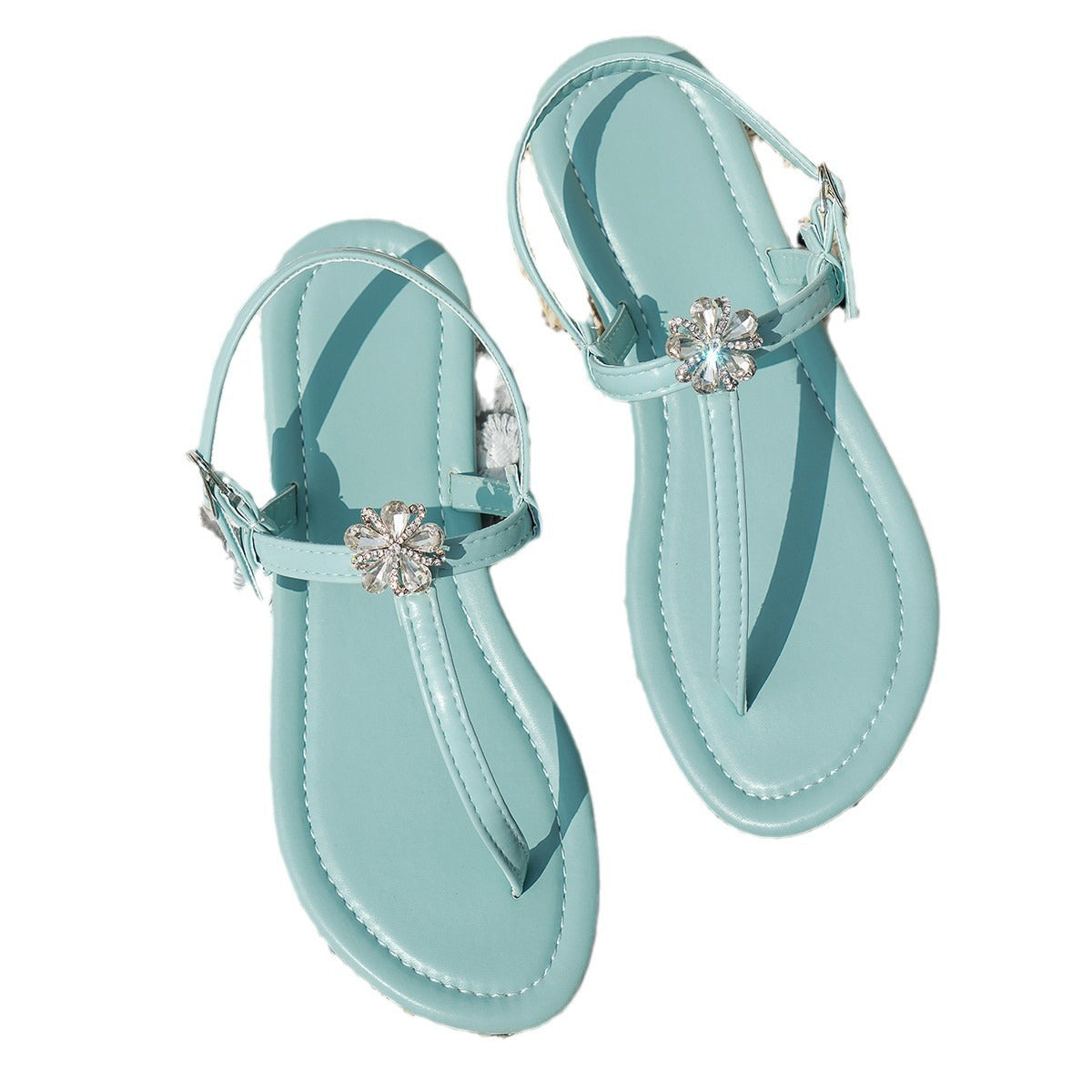 Pantuflas florales con diamantes de imitación para mujer de talla grande